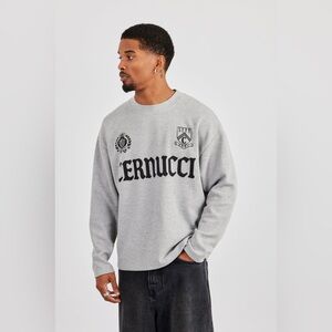 Cernucci Long Sleeve Waffle Print T-Shirt